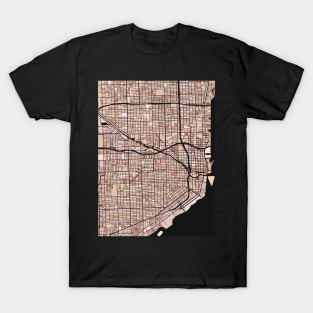 Miami Map Pattern in Soft Pink Pastels T-Shirt